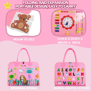 Tablero de Actividades Montessori de Peluche para Niños de 2 a 4 Años, Juguetes Educativos Sensoriales, Libros de Actividades, Desarrollo de Habilidades de Aprendizaje Temprano - Product Image 3