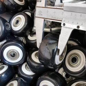 1,5/2/2,5 Zoll langlebiger schwarzer PU-PVC-Kunststoff-Faden präzises doppeltes Kugellager 32mm Länge Busche kleine Möbel PU-Räder - Product Image 5