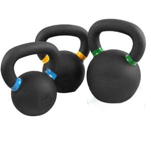 Single Cast Iron Kettlebell Powder Coated Wide Handle Weight for Core Glute <b>Strength</b> <b>Training</b> Men Women Home Gym Equipment - Product Image 2