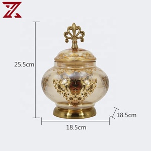 Vaso di caramella di lusso del contenitore di alimento dell'oro galvanico del piedistallo del metallo <span class=keywords><strong>con</strong></span> il <span class=keywords><strong>coperchio</strong></span> per il commercio all'ingrosso di nozze - Product Image 2