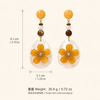 Kaimei bijoux de mode Beach Resort Style Long Shell Tassel Boucles d'oreilles avec des boules de riz à la main peintes à la bombe Boucles d'oreilles en coquille de mer