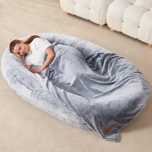 Luxuoso faux fur gigante cama de cachorro humano Grande Saco De Feijão Cama para Humanos Aquecimento Aconchegante Humano Tamanho Grande Espuma De Memória Cama De Cão