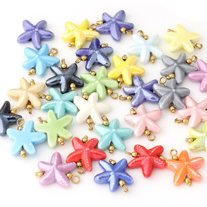 Colgante de Estrella de Mar de Cerámica en Colores Variados, Dije de Acero Inoxidable para Manualidades y Accesorios de Bricolaje, Verano 2025 - Product Image 5