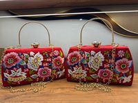 Pochettes de soirée ethniques élégantes brodées de fleurs, faites à la main en fil de soie, avec bouton, pour mariage de luxe femme été/hiver