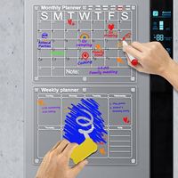Calendrier hebdomadaire en acrylique magnétique plaque d'essuyage à sec pour réfrigérateur plaque de calendrier hebdomadaire pour réfrigérateur
