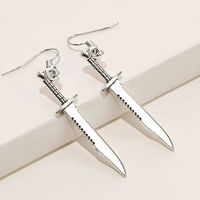 Boucles d'oreilles vintage en alliage de zinc en forme de couteau, marque KF, fabriquées en Chine, pour hommes et garçons, cadeaux de fête et d'Halloween