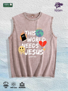 Camiseta sin Mangas <span class=keywords><strong>Antihero</strong></span> This World Needs Jesus Faith, 100% Algodón, Almacén de EE. UU., 7 Colores - Product Image 3