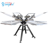 Yinghe New stand 4 6 colores 6 estaciones Máquina automática de serigrafía de camisetas Impresión automática de carrusel con secador flash