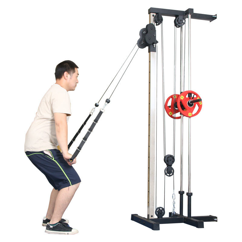Dual Pulley Station Wall Mount Gym Pulley System Lat Machine Home