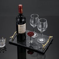 Plateau de service en marbre naturel avec poignées dorées pour la décoration de la maison plateau de stockage de produits de soin de la peau pour cafétéria hôtel