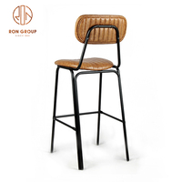 Tabouret de Bar en velours avec dossier en cuir, de Style industriel, pour Pub, discothèque, café, Restaurant