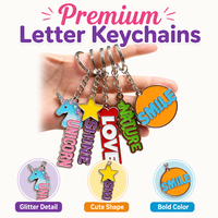 Porte-clés en émail personnalisé OEM en alliage de zinc, porte-clés en métal avec lettres, motifs mignons de dessins animés, licorne, étoile, amour, brillance, nature, sourire, cadeau, échantillon gratuit