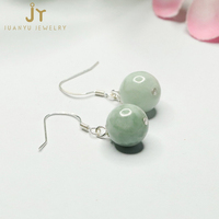 Bijoux de mode Boucles d'oreilles en jadéite sculptées à la main En gros Naturel Birmanie Jade S925 Boucles d'oreilles en argent Myanmar Jade Boucles d'oreilles