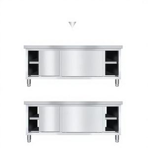 Meuble de cuisine en acier inoxydable avec étagères de rangement et portes, style industriel, profondeur 24-29,9 pouces - Product Image 3