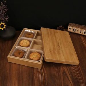 Caja de bambú para pasteles de luna, caja de embalaje rectangular hecha a mano con 4 compartimentos para pasteles de luna - Product Image 2