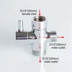 3 Ways Quick Open Shower Dispensing Diverter Water Brass Angle Valve Bathroom Toilet Angle Valve