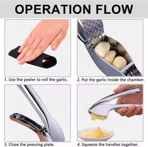 Penekan Bawang Putih Manual dengan Pengupas Silikon dan Sikat Pembersih, Alat Dapur Berbahan Zinc Alloy yang Ramah Lingkungan untuk Memasak - Product Image 4
