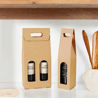Boîtes rigides en matériaux recyclés, emballage en carton ondulé, boîte à vin en papier pour 1, 2 ou 3 bouteilles avec poignée, papier couché estampé