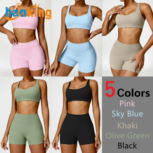 Ehanking Yoga Suit Mujer Manga larga Crop Tops Cintura alta Levantamiento de glúteos Pantalones cortos ajustados Running Fitness Sets - Product Image 6
