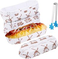 Plateau en papier ovale jetable résistant à la graisse, en forme de bateau, gobelets en papier blancs avec motif éolienne