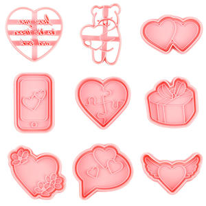 Moules à biscuits 3D en forme de cœur avec inscription « Love Heart Words » et motif ours enlacant un cœur, pour la simulation DIY - Product Image 5