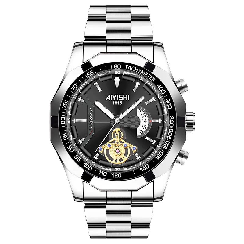 2023 Super Cf jam tangan bercahaya jam tangan baja tahan karat pria pabrik mewah harga grosir jam tangan hitam keren