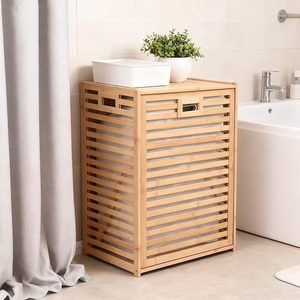 Cesto de Ropa Sucia Multifuncional de Bambú con Bolsa de Tela Desmontable, Organizador de Ropa Sucia para Baño - Product Image 4