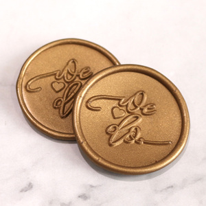Etiquetas adhesivas de sello de cera con logotipo personalizado de bronce Vintage para sellar sobres con sello de cera Circular de bronce rojo - Product Image 3