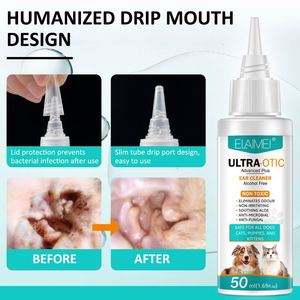 Vente chaude ELAIMEI Nettoyant pour oreilles d'animaux sans alcool Élimination des odeurs Anti-fongique Gouttes pour les oreilles pour chiens chats chiots chatons - Product Image 4