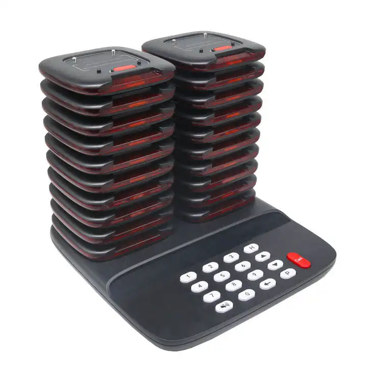 Long Range Coaster Rf Restaurant 16Pcs Pager Guest Call Device Wireless Paging Queuing Calling System