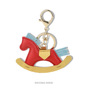Porte-clés en cuir de luxe INS en gros, accessoire en forme de cheval à bascule, porte-clés en PU fait à la main, pendentif pour sac à main pour femmes, accessoires - Product Image 4