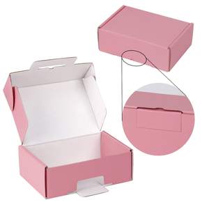 صناديق ورقية فاخرة قابلة للطي بشعار مخصص، علب تغليف وردية فاخرة للملابس والمجوهرات والعطور، علبة شحن بالبريد - Product Image 3