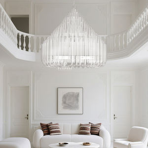 Lustre en <span class=keywords><strong>tube</strong></span> de verre de luxe de style européen, rond, personnalisé, pour hôtel, villa, club, salon, escalier, luminaire décoratif - Product Image 4