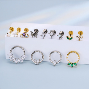 Toposh ASTM F136 Titane Zircon Plat à Dos Plat Vente en Gros Bijoux <span class=keywords><strong>de</strong></span> <span class=keywords><strong>Piercing</strong></span> Corporel Délicats pour <span class=keywords><strong>L</strong></span>èvre, Hélix, Tragus, Labret - Product Image 4