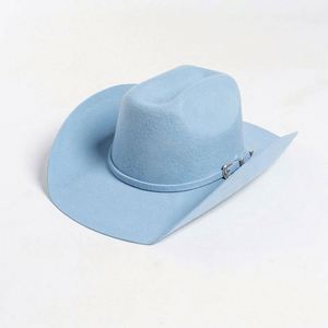 Sombrero de Vaquero de Invierno Personalizado de Alta Calidad, Sombrero Fedora de Fieltro de Lana Australiana 100% de Alta Calidad, Sombrero de Vaquero Azul al por Mayor para Hombre - Product Image 1