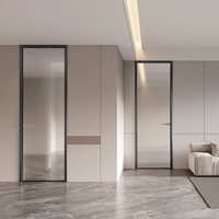 Porte battante à cadre ultra-fin en aluminium 6063-T5 haute résistance, double vitrage, ouverture latérale, insonorisée, pour chambre et villa