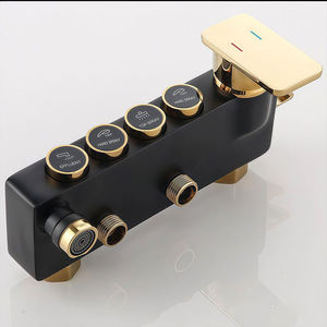 Ensemble de douche multifonction en acier inoxydable brossé avec barre coulissante, mitigeur de douche pluie et massage, couleur gris anthracite, pour baignoire et salle de bain - Product Image 5