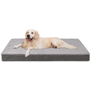 Cama ortopédica extragrande personalizada de espuma viscoelástica para mascotas XL/XL gris Sherpa, alfombrilla rectangular para perros de invierno y perros grandes - Product Image 1