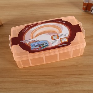 Multi Compartment Plastic Storage Box 24x16x7cm Rectangle Transparent Covered General Packaging Bins - Product Image 3