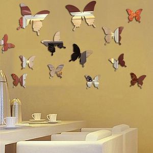 Hot Selling 12Pcs/<b>set</b> Stereo <b>Mirror</b> 3D Butterfly <b>Wall</b> Sticker Bedroom Living Room Home Decoration - Product Image 5