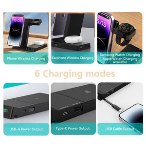 Cargador Inalámbrico Portátil Plegable 6 en 1 de Carga Rápida de 15 W para iPhone, Apple <span class=keywords><strong>Watch</strong></span>, <span class=keywords><strong>Airpods</strong></span>, <span class=keywords><strong>Galaxy</strong></span> <span class=keywords><strong>Watch</strong></span> - Product Image 3