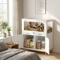 Cage à hamster de style mobilier moderne personnalisée avec armoire de rangement et panneau en acrylique pour habitat d'animaux de petite taille