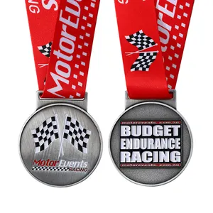 2024 nuove medaglie sportive in metallo in lega di zinco antico argento doppio lato stampato smalto medaglie da corsa 3D 2d Logo Design personalizzato medaglie