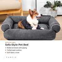 Lit pour chien en peluche semi-fermé avec rebord surélevé et coussins capitonnés pour chiens de petite, moyenne et grande taille, vente en gros, OEM