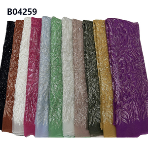 Chocoo Giá Rẻ Giá Sang Trọng Màu Trắng <span class=keywords><strong>Net</strong></span> Sequin Ren Vải 2024 Thêu Hạt Ren Vải Cho Váy Cưới - Product Image 6