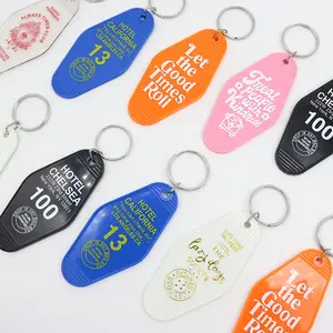 Key Fob Transparent Key Tag Plastic Retro Movie Keychain Resin Motel Hotel Style Keyring Keychains