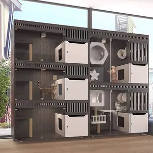 Offre Spéciale <span class=keywords><strong>Commercial</strong></span> grand luxe gris en bois massif chat maison meubles animalerie vétérinaire utilisation intérieure chat hôtel <span class=keywords><strong>Cage</strong></span> - Product Image 6