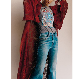 Manicotto del blocco maglia ricamato maxi kimono sexy della signora della boemia della spiaggia di usura - Product Image 5