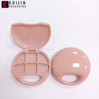 Boîte d'emballage cosmétique compacte en forme de sac couleur nude, boîte à poudre carrée 6 compartiments avec pendentif rose, emballage échantillon