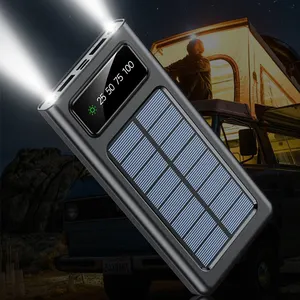 10000mAh20000mah懐中電灯付き大容量ソーラーパワーバンク屋外旅行ポータブル急速充電器iPhone用外部バッテリー